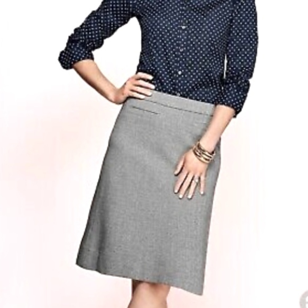 Classic Talbots Gray Herringbone A-line Wool Skirt EUC